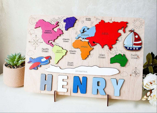 Personalized Name Wood Puzzle Custom Baby Toys - WaWeen Toys