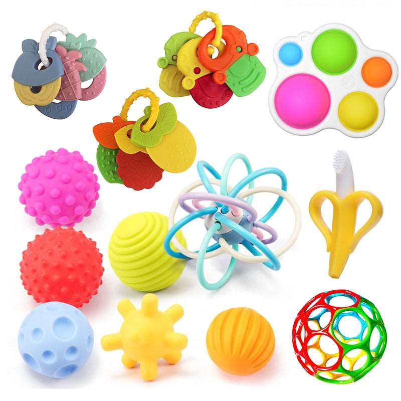 Educational Rattle Baby Toys 0 12 Months BPA Free Newborn Baby Teether For Teeth Montessori Rattle Toys For Babies - WaWeen Toys