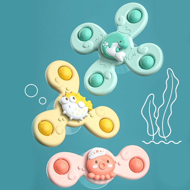 Montessori Baby Bath Toys For Boy Children Bathing Sucker Spinner Suction Cup Toy For Kids Funny Child Rattles Teether - WaWeen Toys