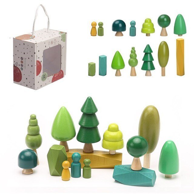 Nordic Wooden Rainbow Blocks Loose Parts Montessori Educational Toys Children Toddler Baby Gifts - WaWeen Toys