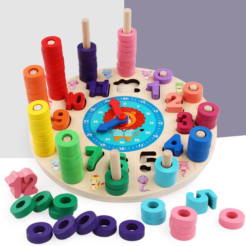 Rainbow Wooden Clock - WaWeen Toys