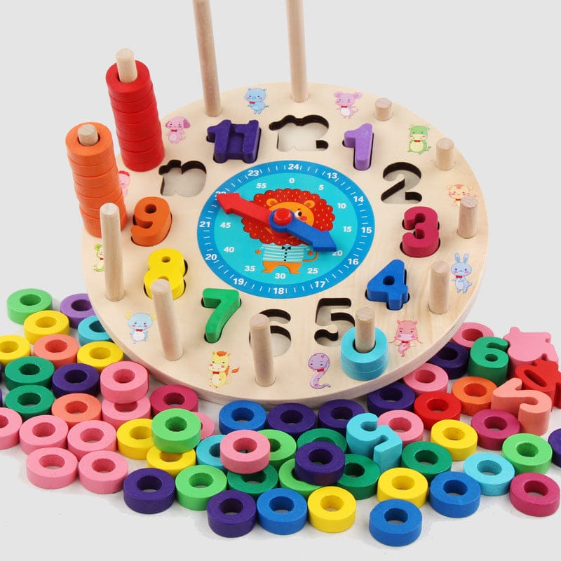 Rainbow Wooden Clock - WaWeen Toys