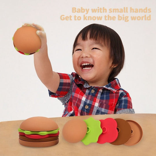 Simulation Burger Fries Silicone Stacked Toys BPA Free Silicone Toys Baby's Teeth Grinding Building Block Toys - WaWeen Toys