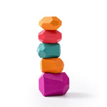 Wood Rainbow Stones Colorful Blocks - WaWeen Toys